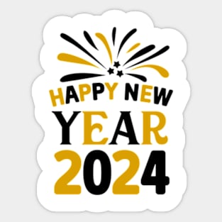 Happy New Year 2024 Groovy Sticker